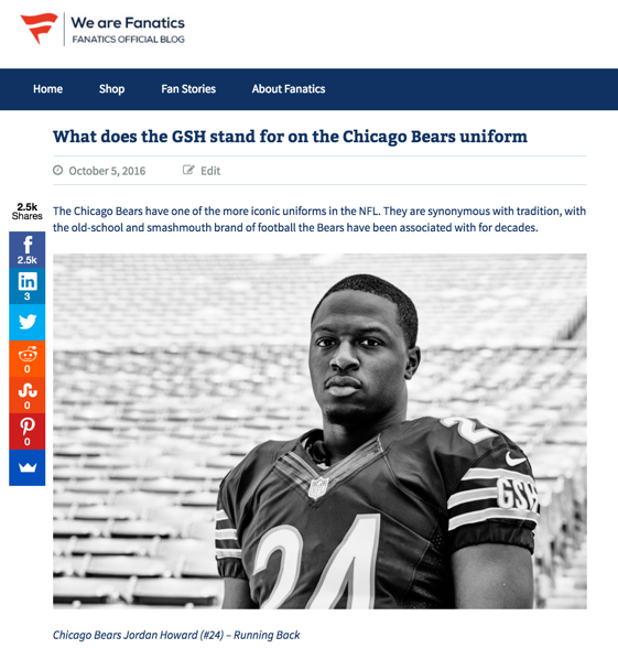 What does GSH on Chicago Bears jersey stand for – NBC Sports Chicago