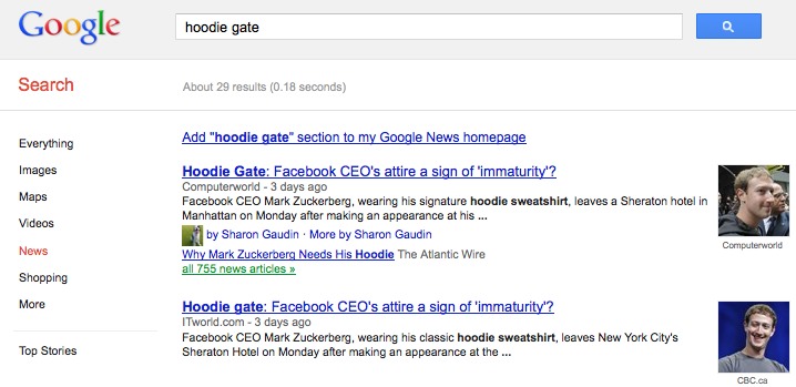 Hoodie Gate Google News more than 750 hits