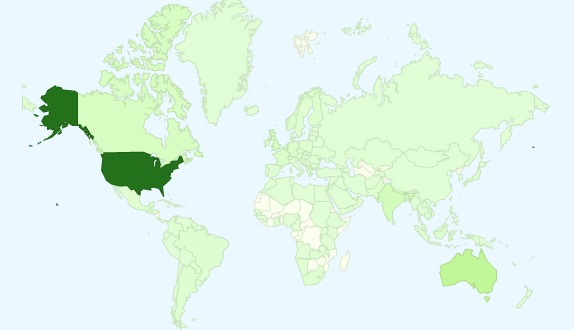 World map of HackerNews visits