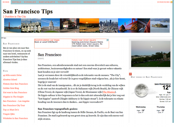 San Francisco Tips a website for the Dutch traveler to San Francisco