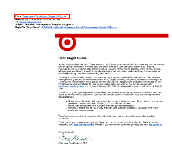 Target customers are getting targeted with Phishing email